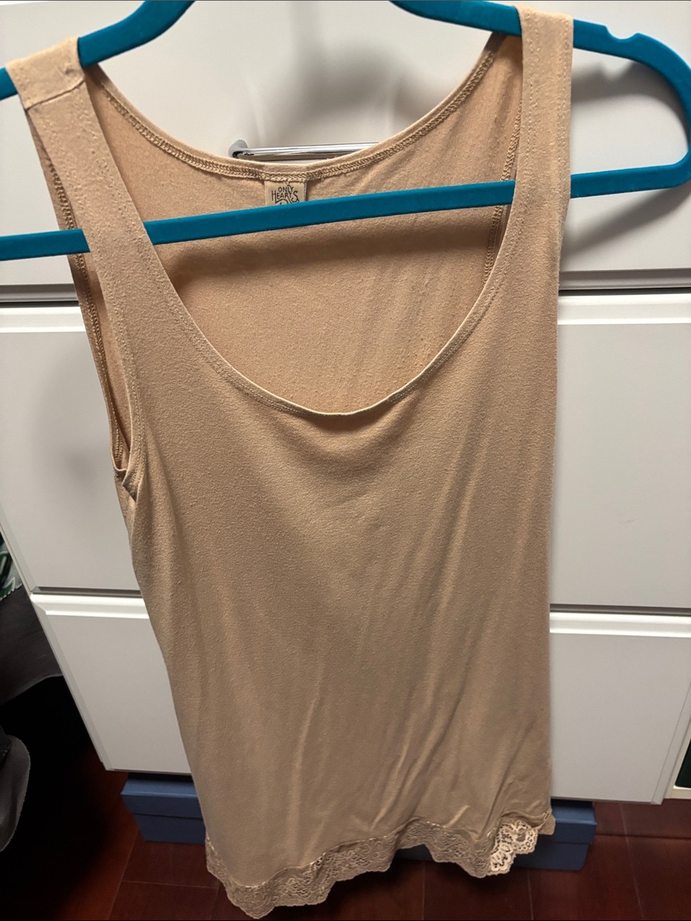 Women’s Beige Lace-Hem Tank Top long